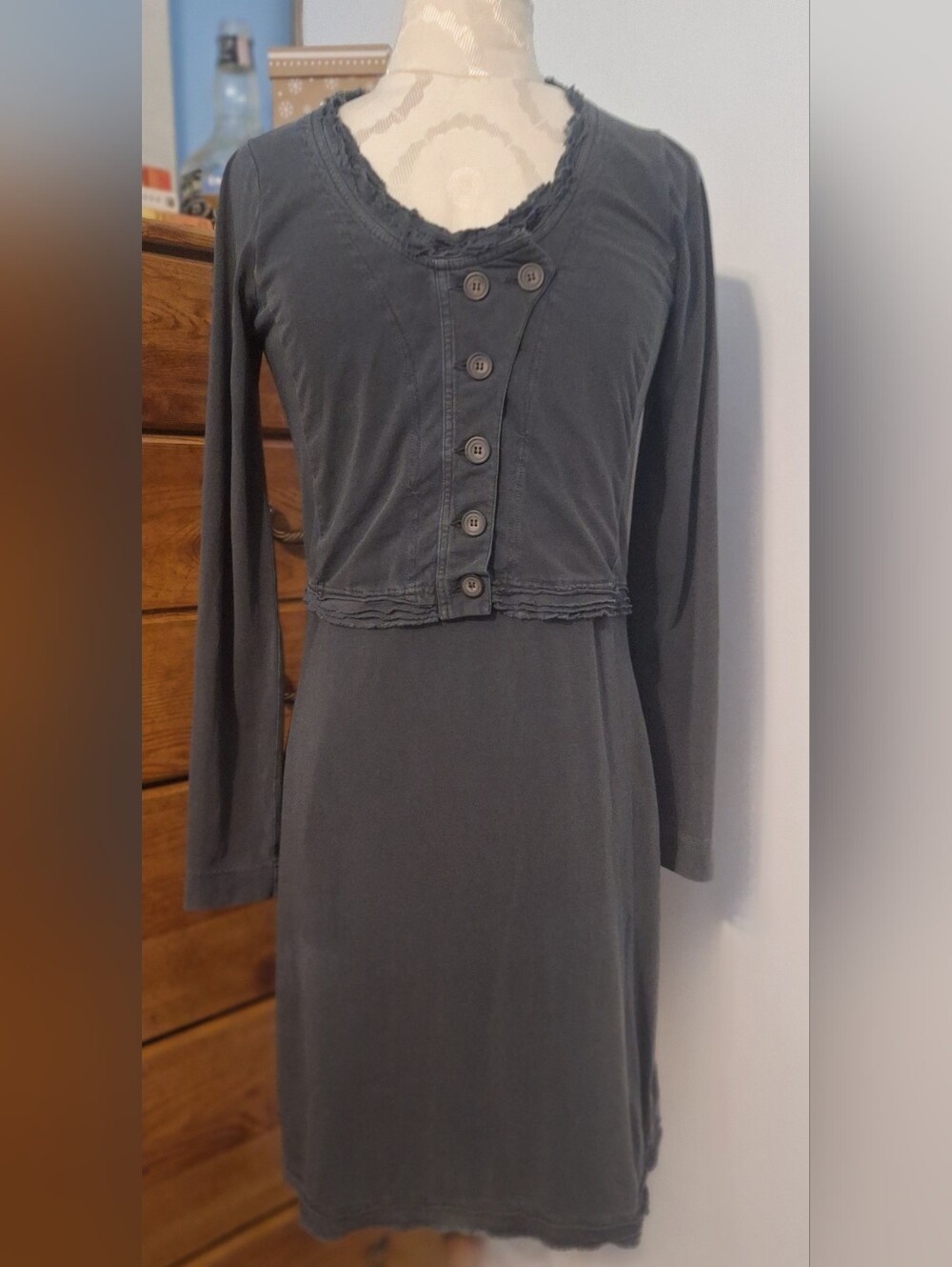 Sandwich Gray Button-Front Cotton Dress